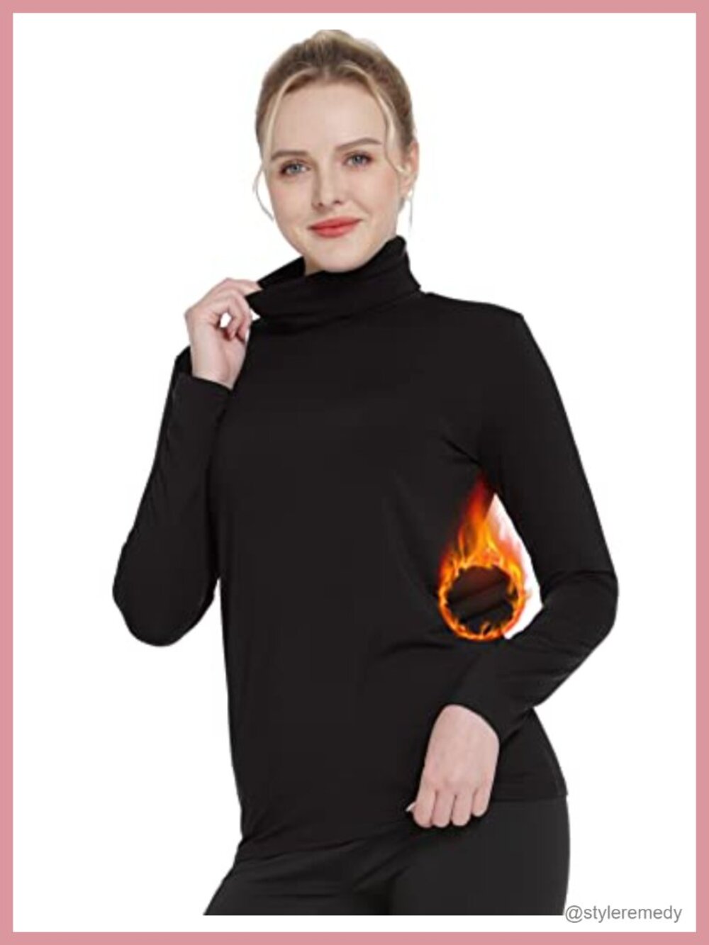 Women's Turtleneck Thermal Top Fleece Lined Long Sleeve Shirt